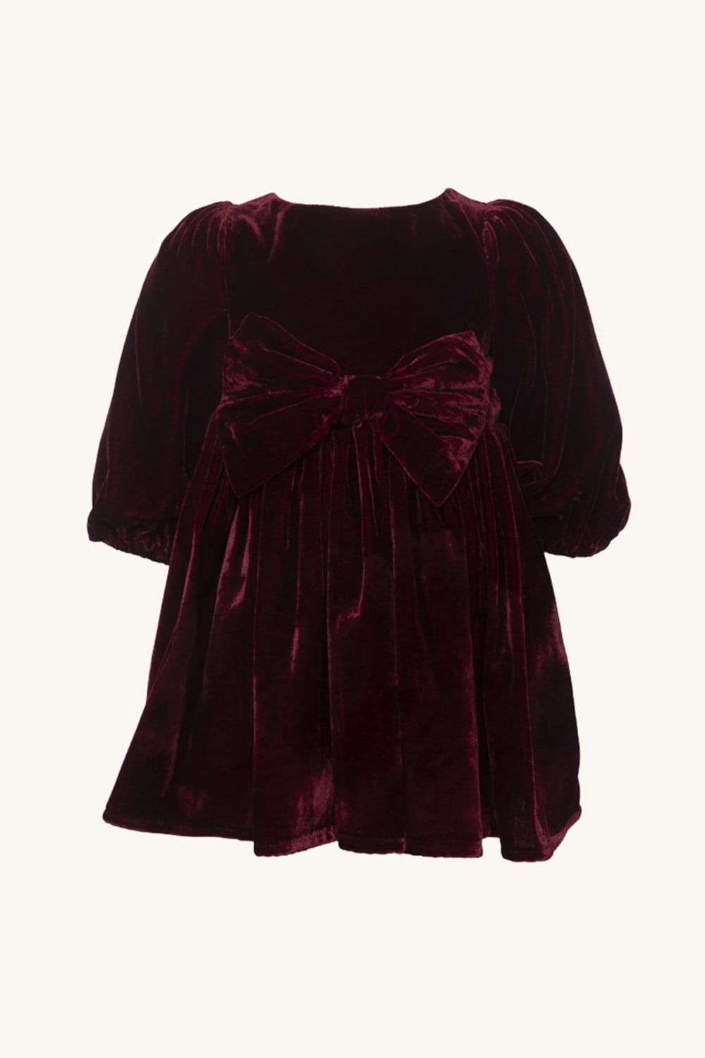 Baby girl LINDSEY VELOUR MINI DRESS in colour BURGUNDY