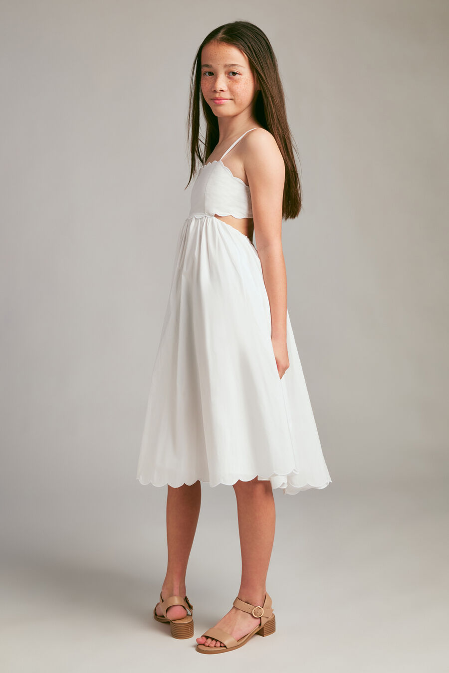 ZARIA MIDI POPLIN DRESS in colour Orchid White