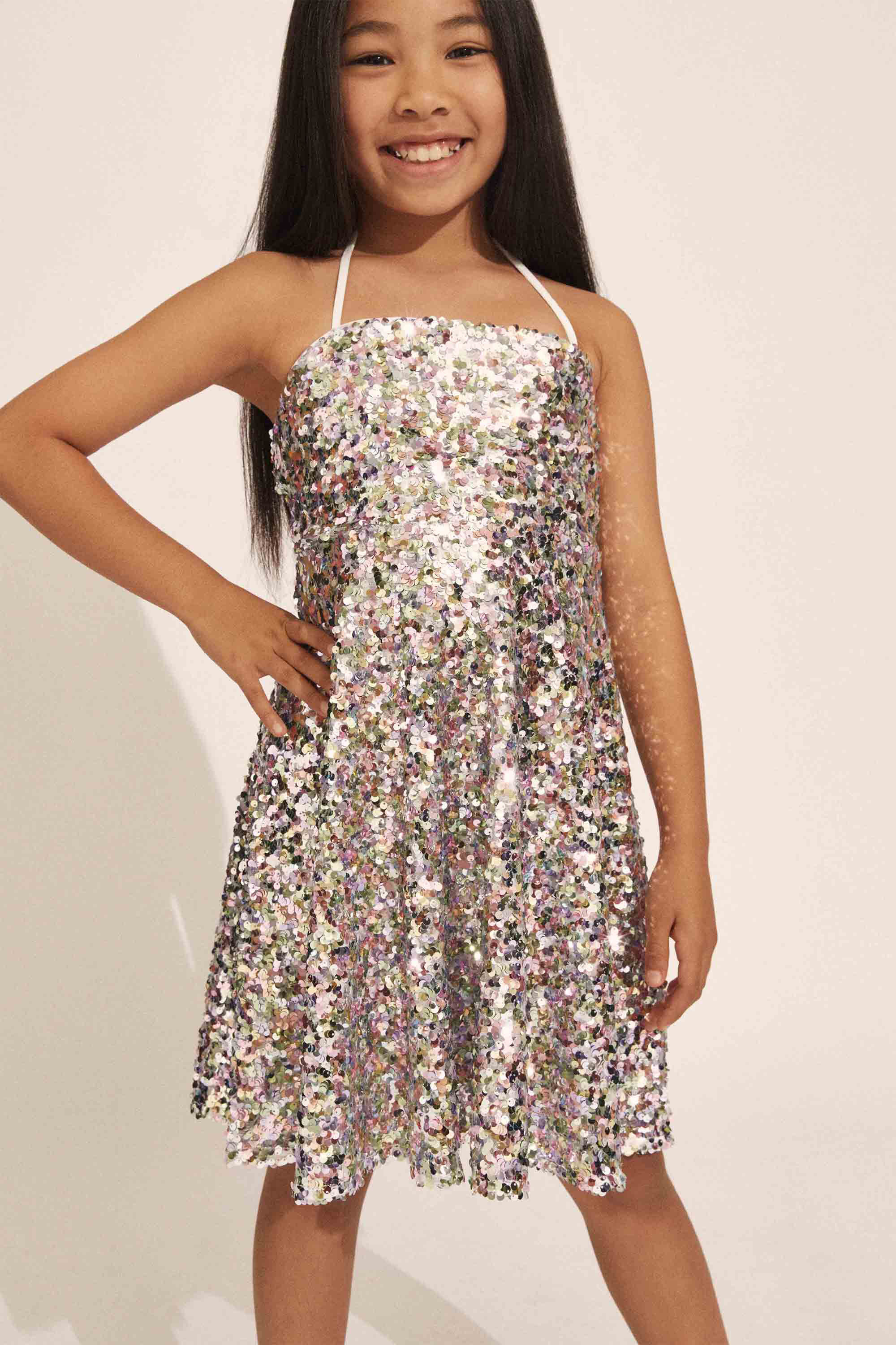 Girls Sequin Halter Dress In Rainbow | Bardot Junior Girls Sequin Halter Dress In Rainbow | Bardot Junior