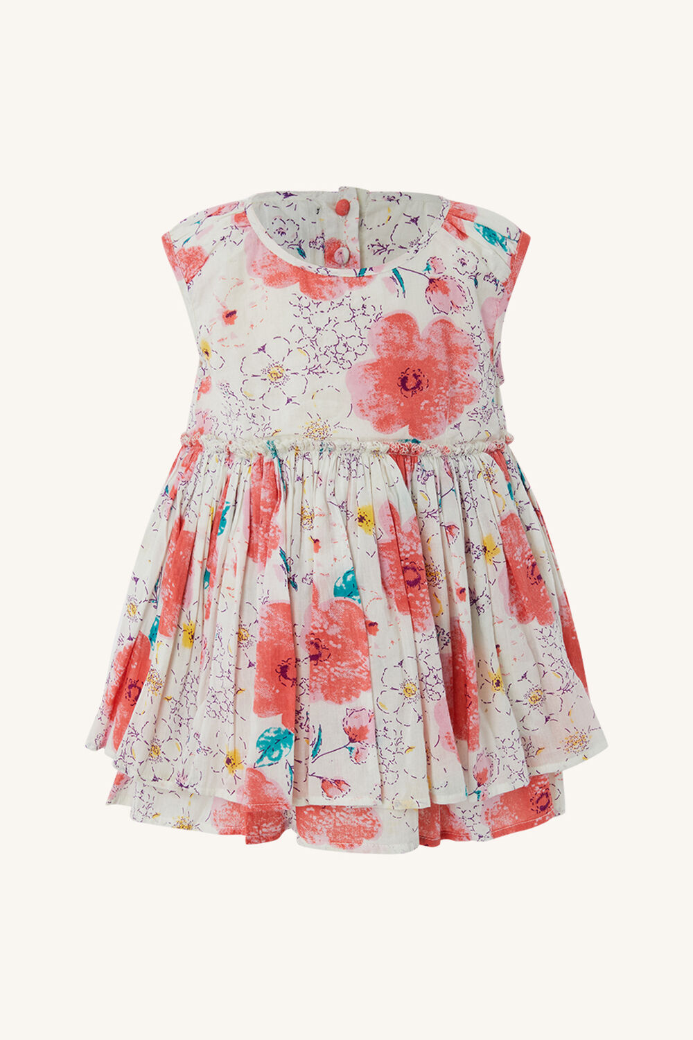 BABY GIRL BRIGHT FLORAL MINI DRESS in colour PURPLE ORCHID