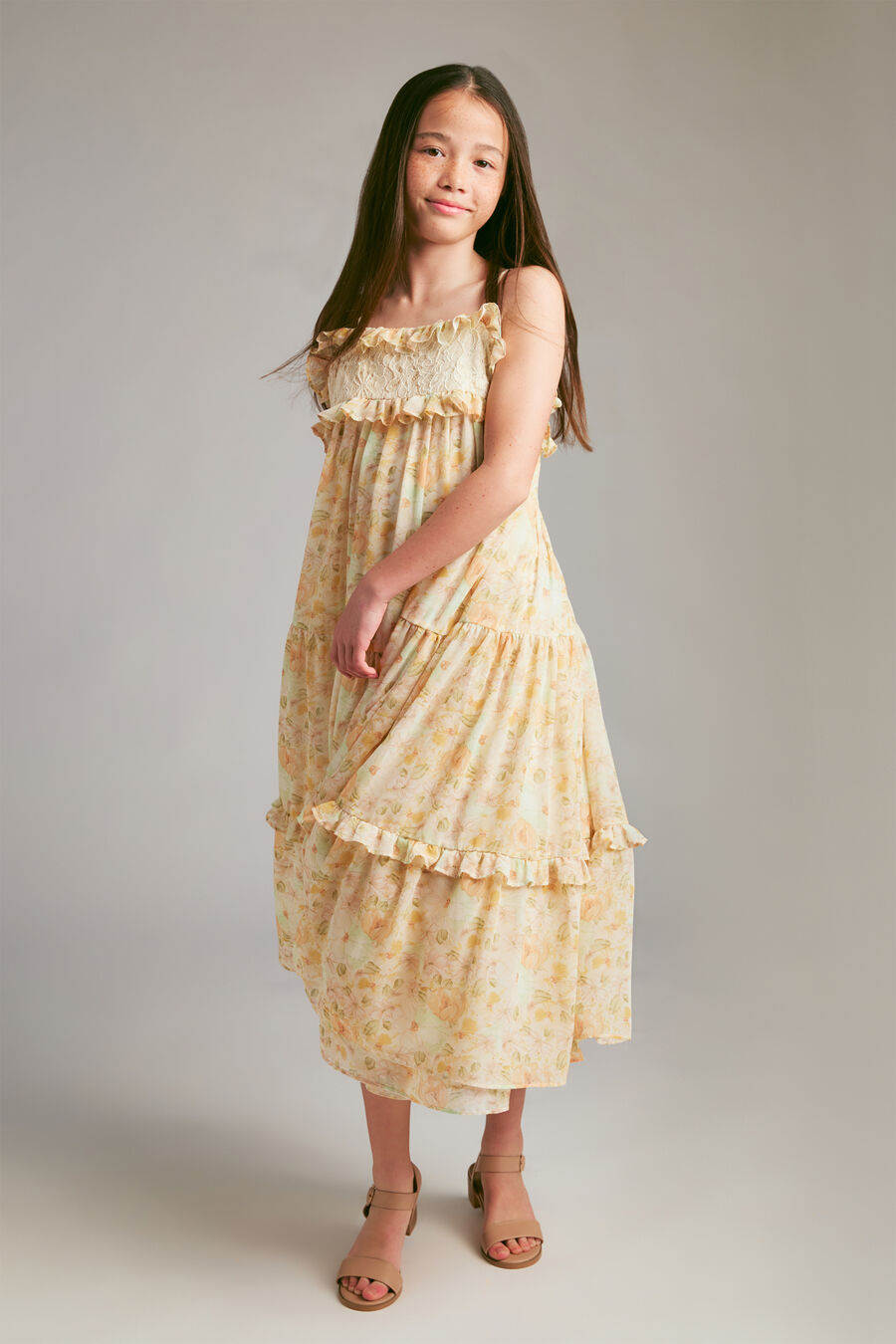 ANNA FLORAL CHIFFON DRESS in colour Floral