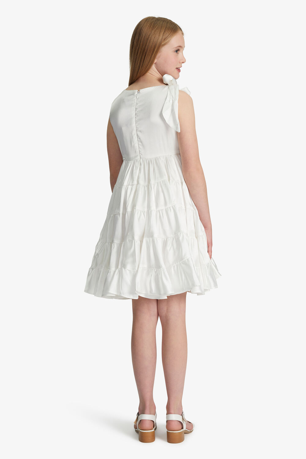 GIRLS ANJA TIERED DRESS in colour CLOUD DANCER
