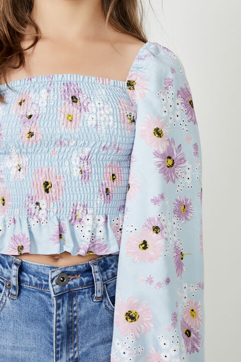 GIRLS ELLA BRODERIE TOP in colour CLEMATIS BLUE
