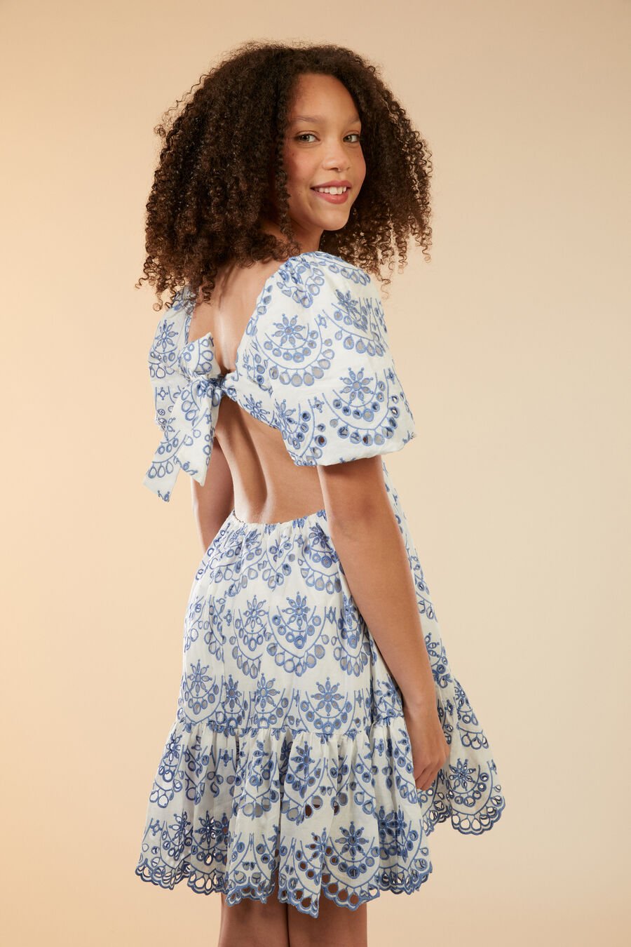 ELLORY BRODERIE MINI DRESS in colour PERIWINKLE