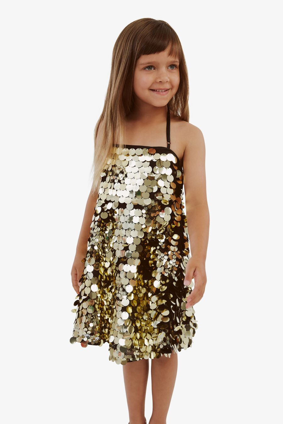 Girls Sequin Halter Dress