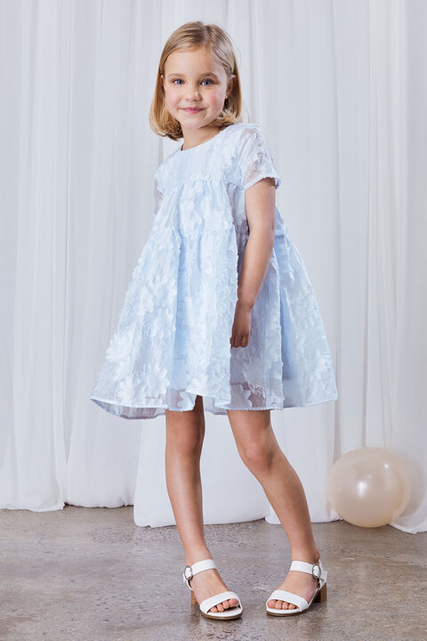 GIRLS ELLA TIERED DRESS in colour POWDER BLUE