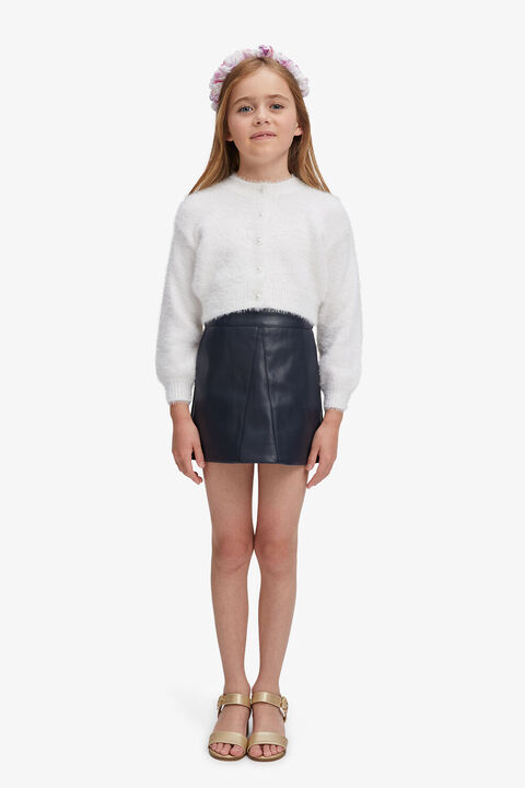 GIRLS HALLIE VEGAN LEATHER SKIRT in colour BLACK IRIS