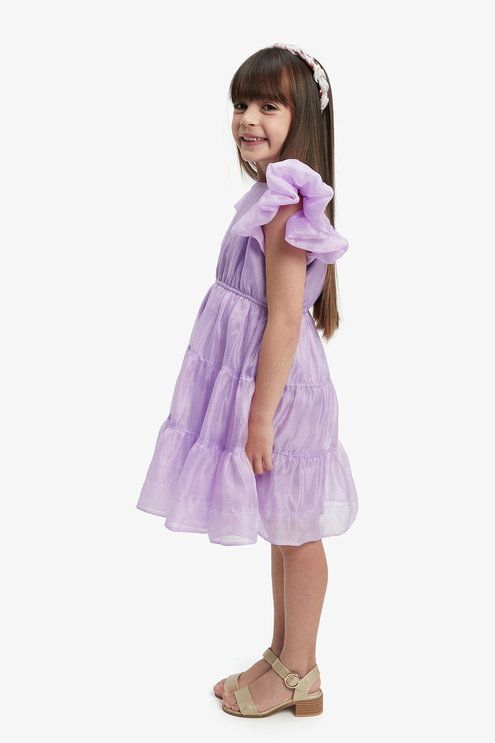 OSHIN ORGANZA DRESS in colour LILAC CHIFFON
