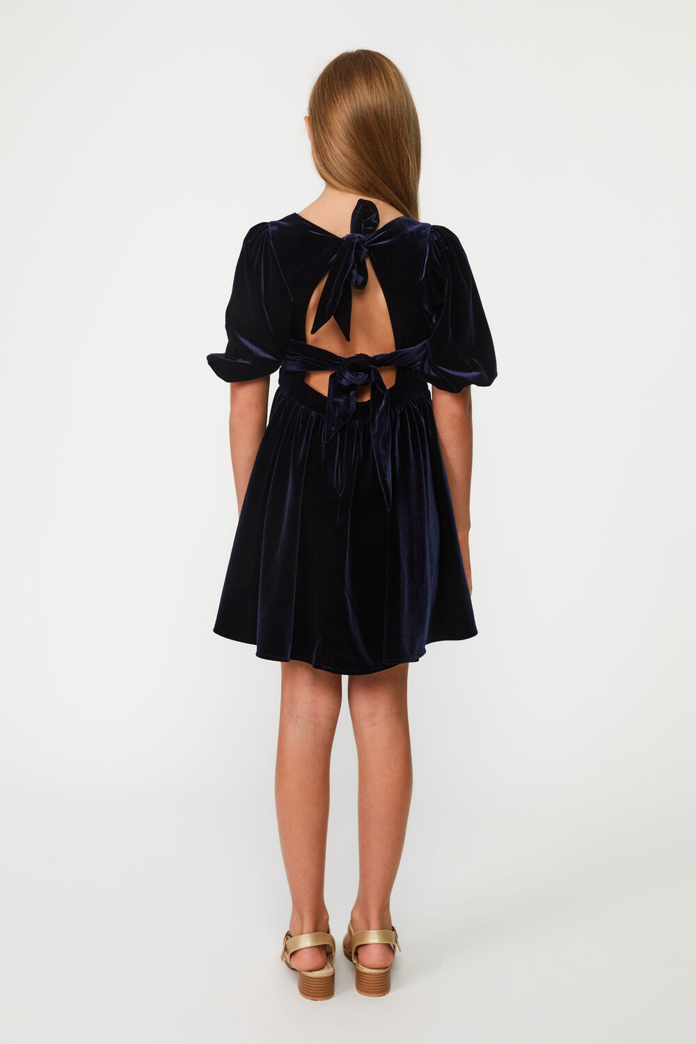 Girls WYNTER VELOUR MINI DRESS in colour BLACK IRIS