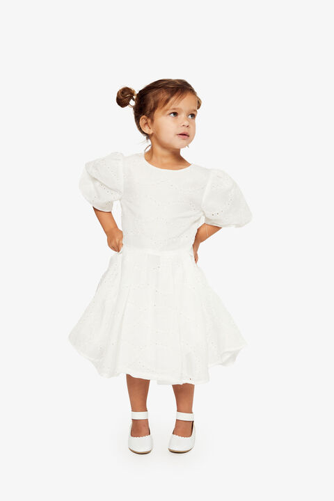 girls rue embroidered dress in ivory in colour CLOUD DANCER