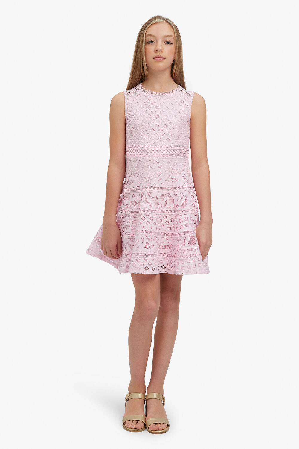 JUNIOR GIRL ELISE LACE DRESS in colour MOOD INDIGO