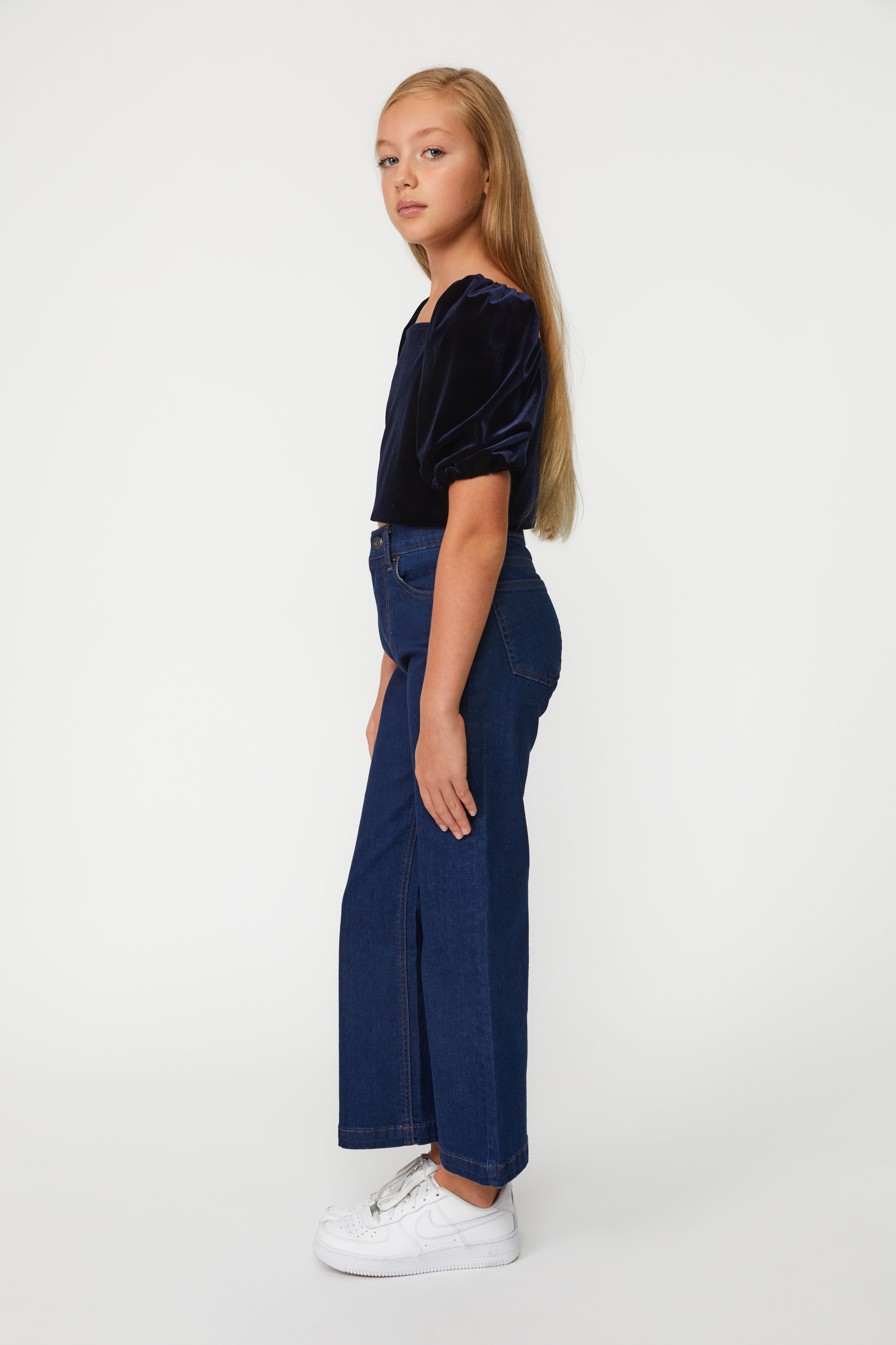 Layla Wide Leg Jean In Dark Indigo Bardot Junior