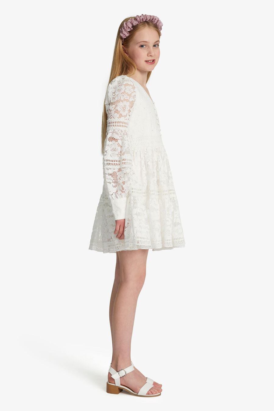 LENNIE LACE SPARKLE DRESS in colour WHITE