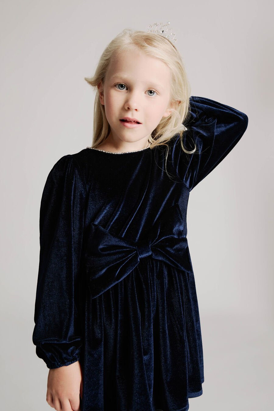 Girls Ashlyn Velour Mini Dress