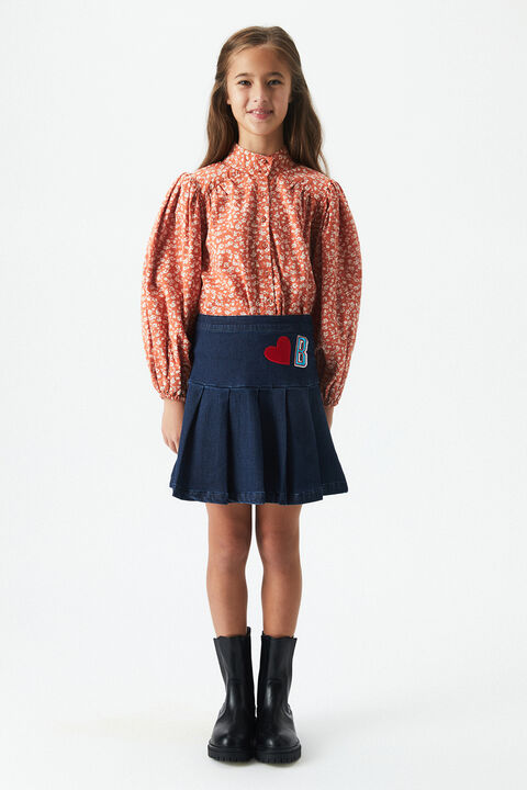 Girls KNIT DENIM PLEAT SKIRT in colour TRUE NAVY