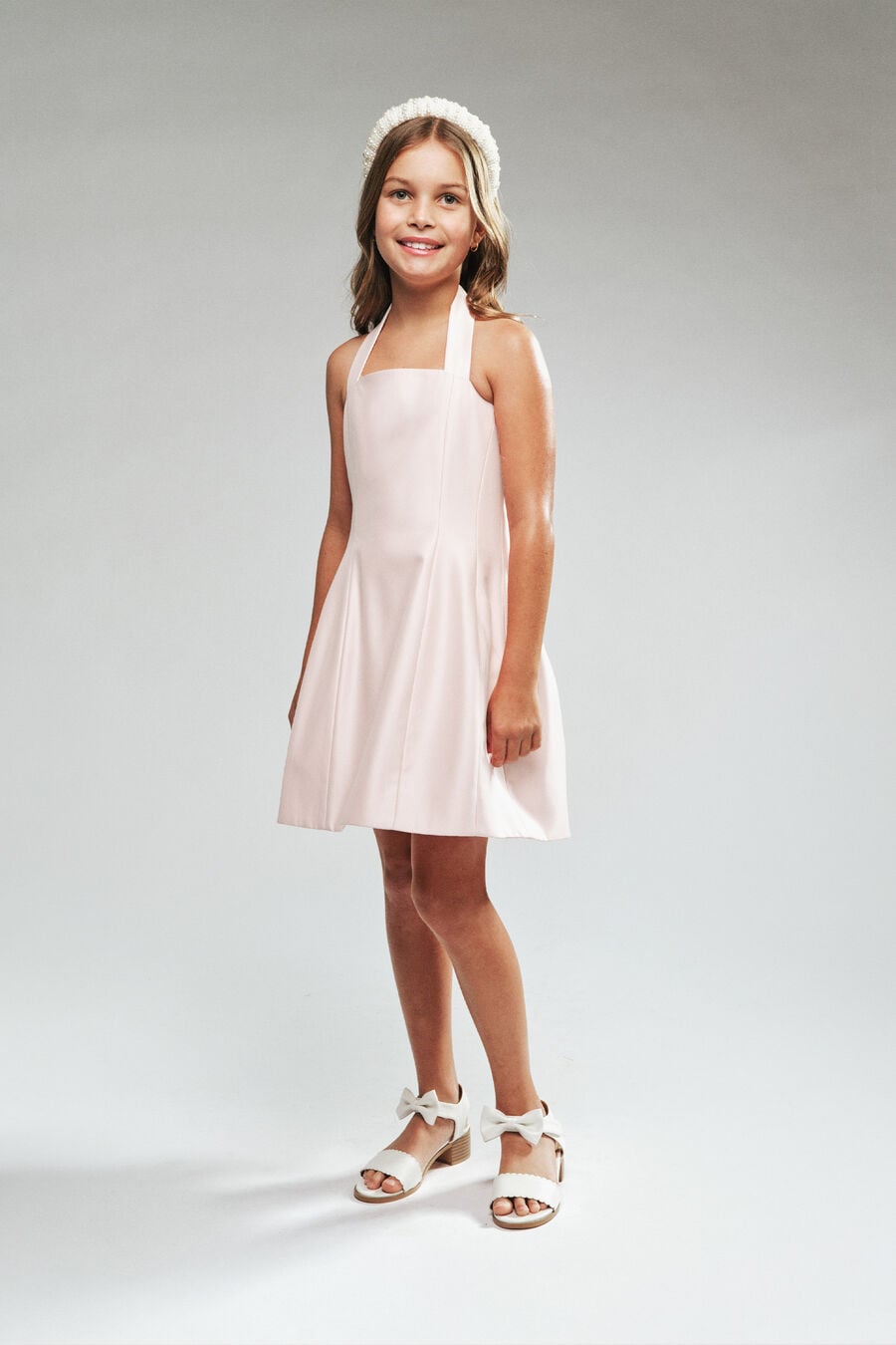 Girls Amina Satin Halter Dress