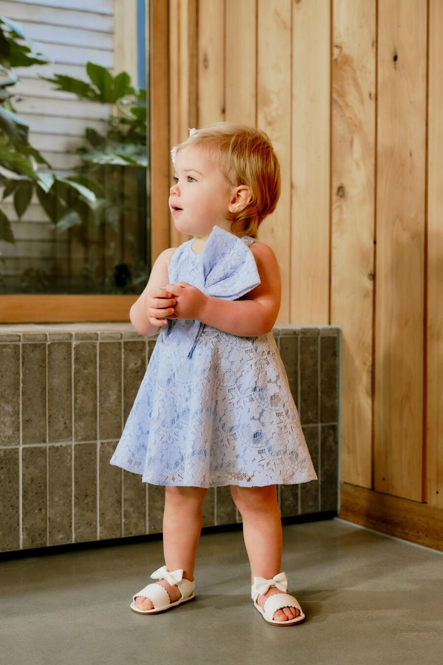 SUKI MINI BOW DRESS in colour Powder Blue