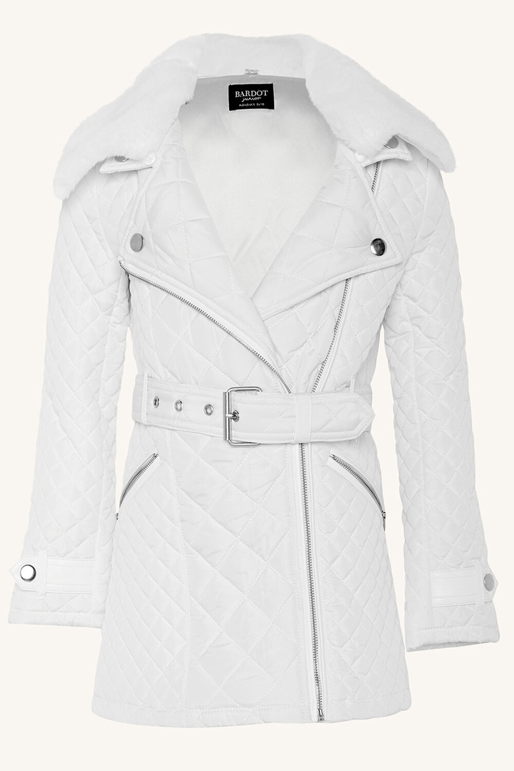 JUNIOR GIRL GRACE QUILTED COAT in colour CLOUD DANCER