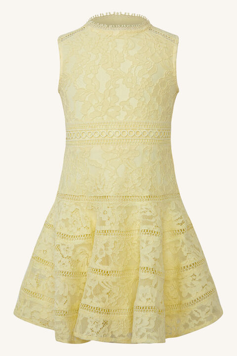GIRLS ELISE LACE DRESS in colour BUTTERCUP