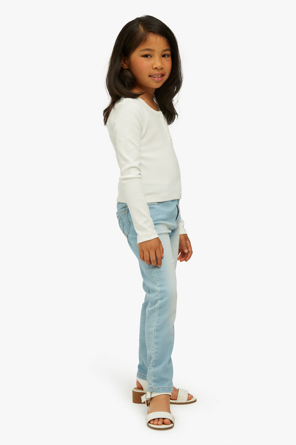 GIRLS AMALIE RIB TEE in colour BRIGHT WHITE