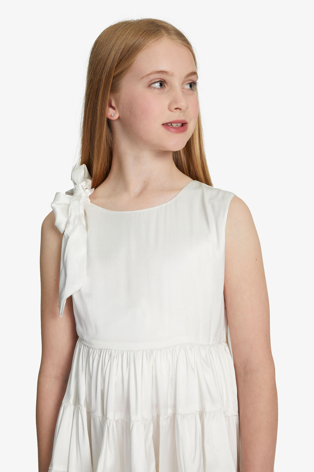 GIRLS ANJA TIERED DRESS in colour CLOUD DANCER