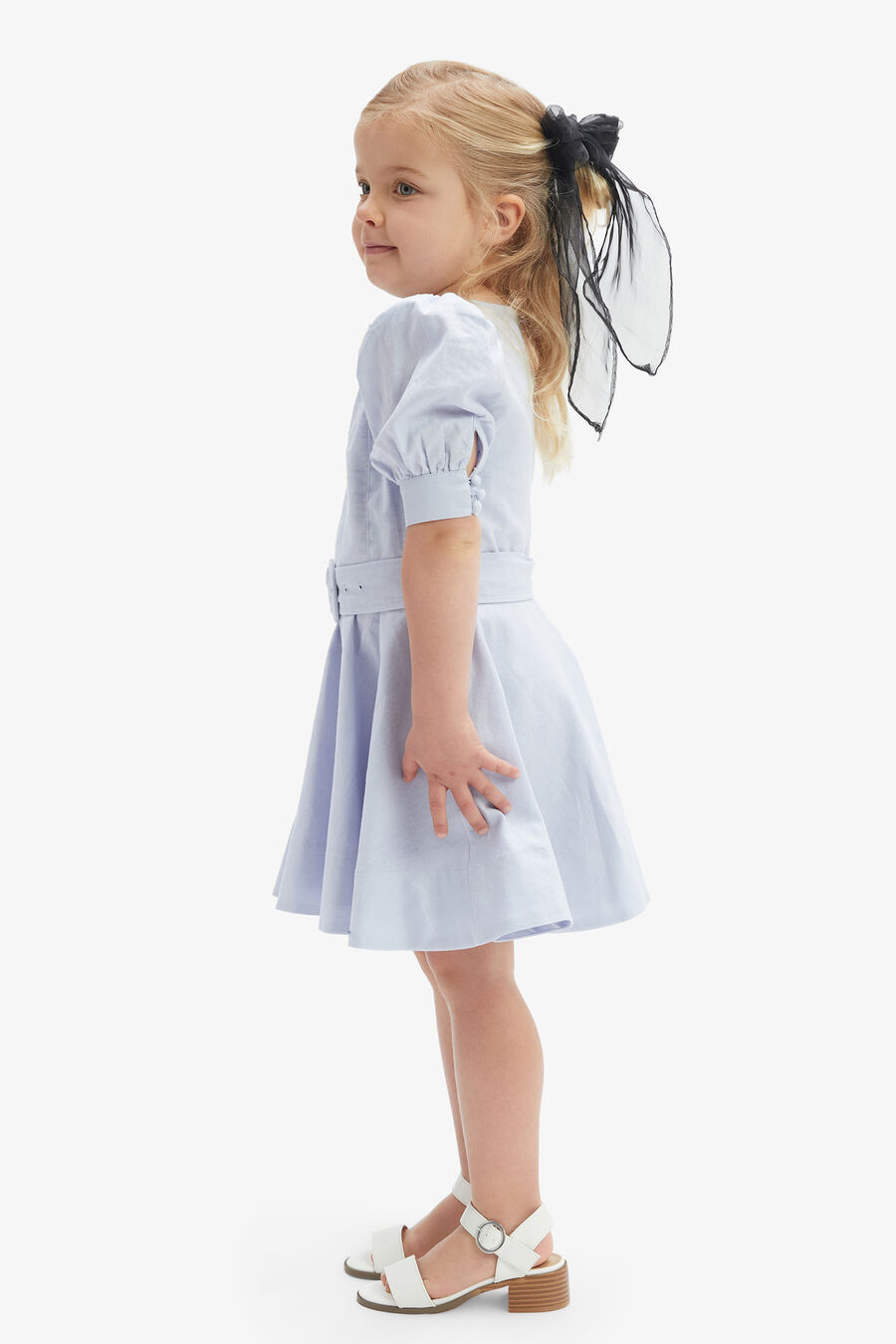 ZENAI PUFF SLEEVE DRESS in colour BLUE