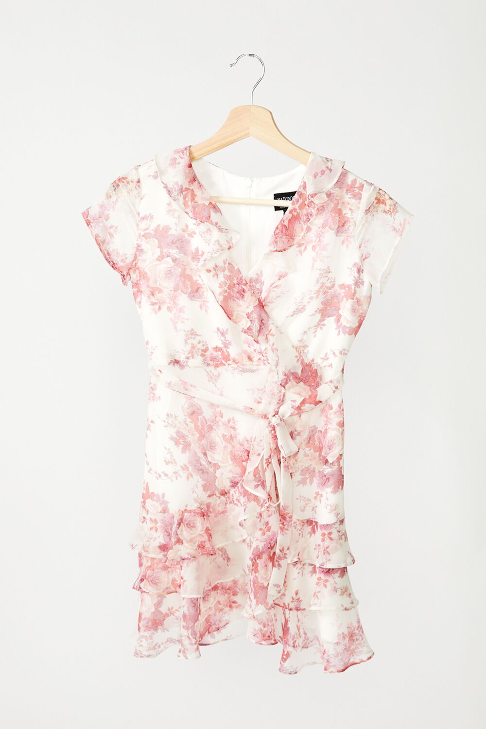 JUNIOR GIRL TRIPLE FRILL FLORAL DRESS in colour ROSEWATER