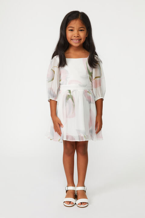 GIRLS mini water floral dress in colour MAJOLICA BLUE