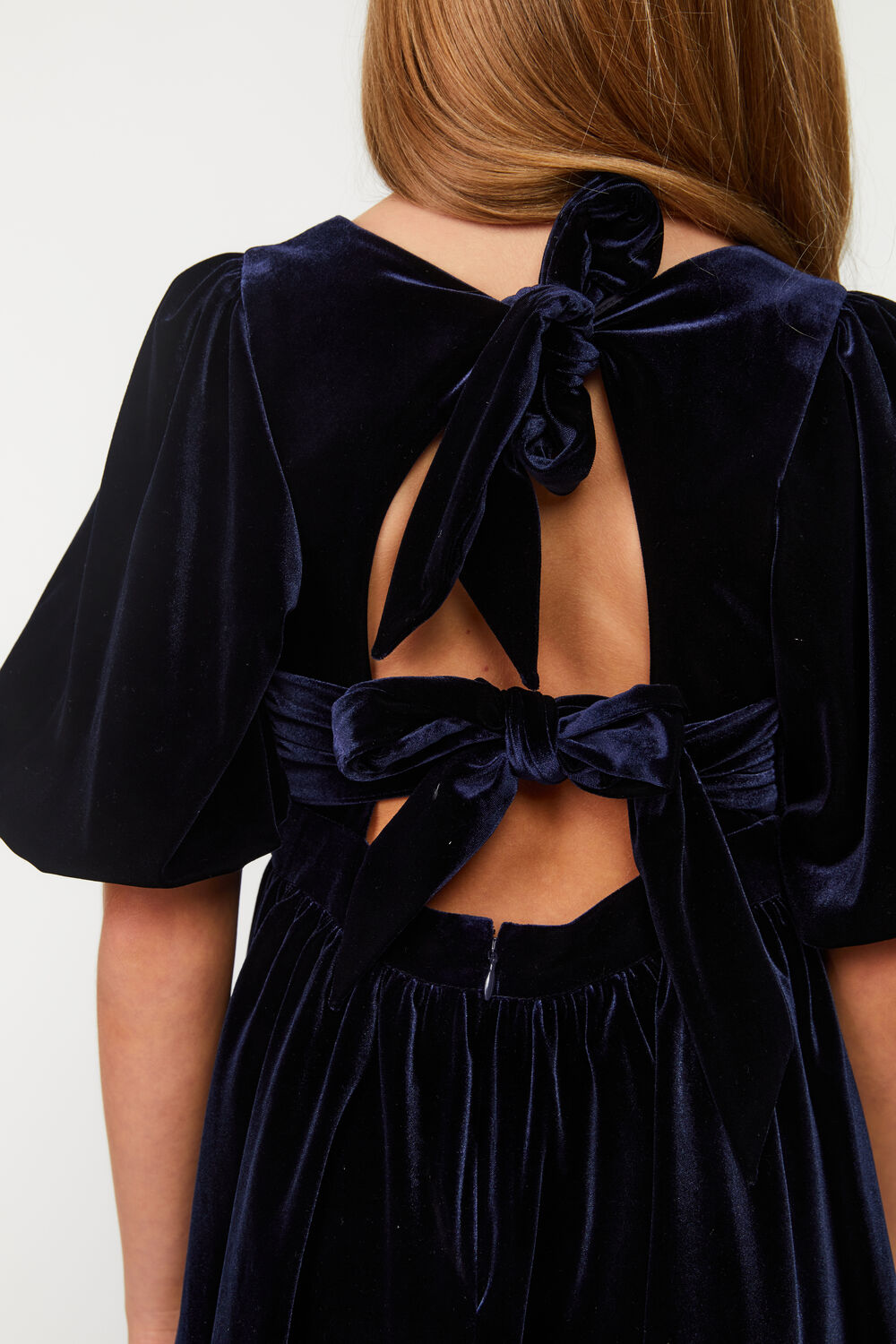 Girls WYNTER VELOUR MINI DRESS in colour BLACK IRIS