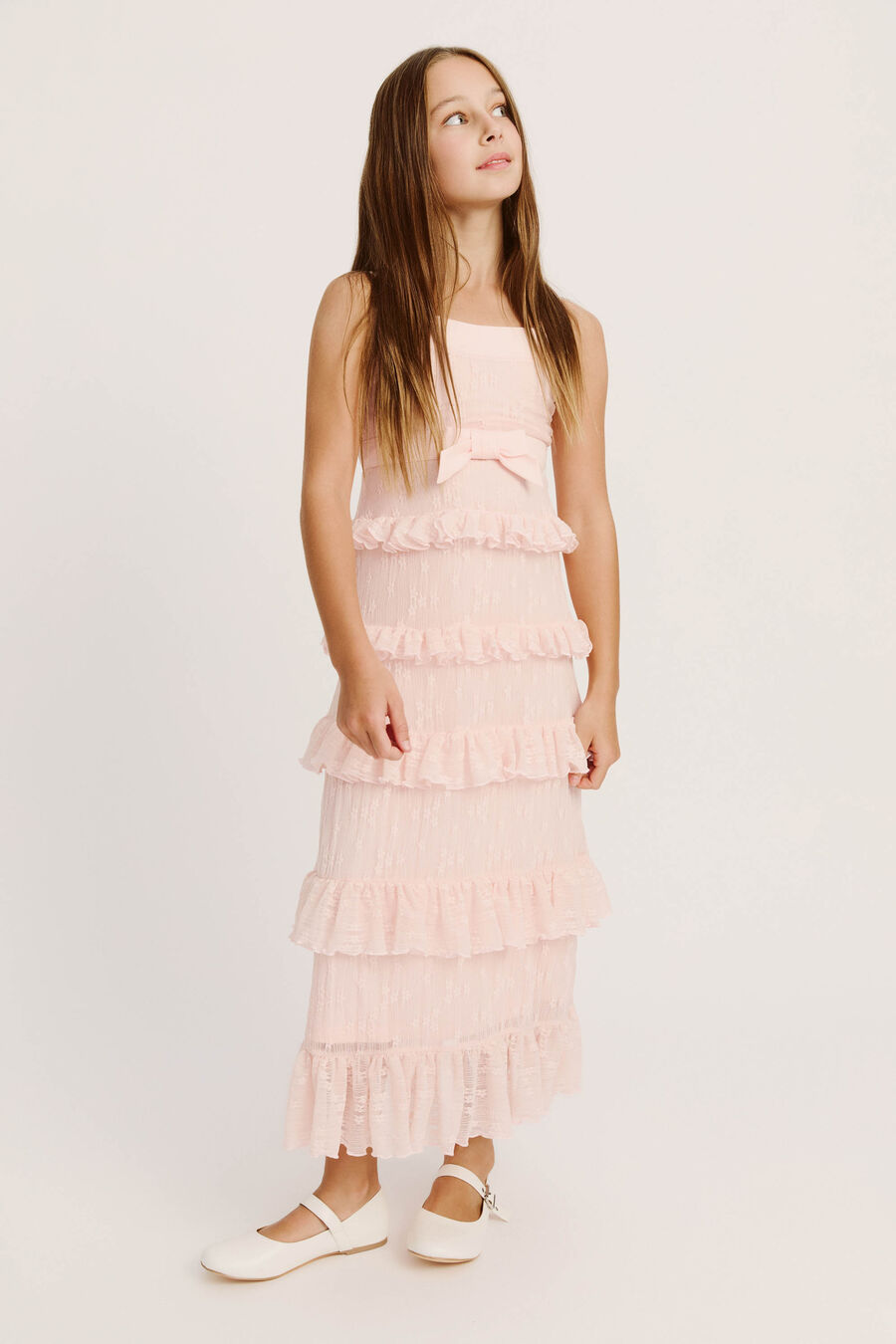 ALICIA TIERED MAXI DRESS in colour Soft Pink