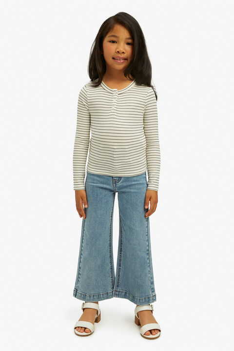 GIRLS MILA STRIPE TOP in colour CLOUD DANCER