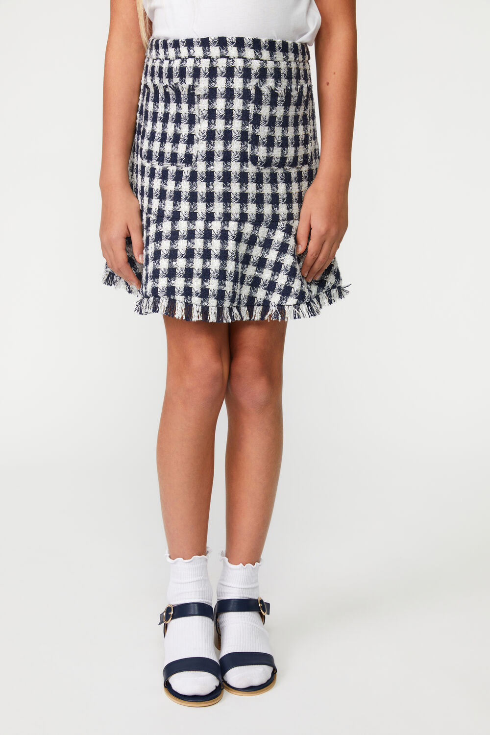 Girls CHECK BOUCLE SKIRT in colour DRESS BLUES