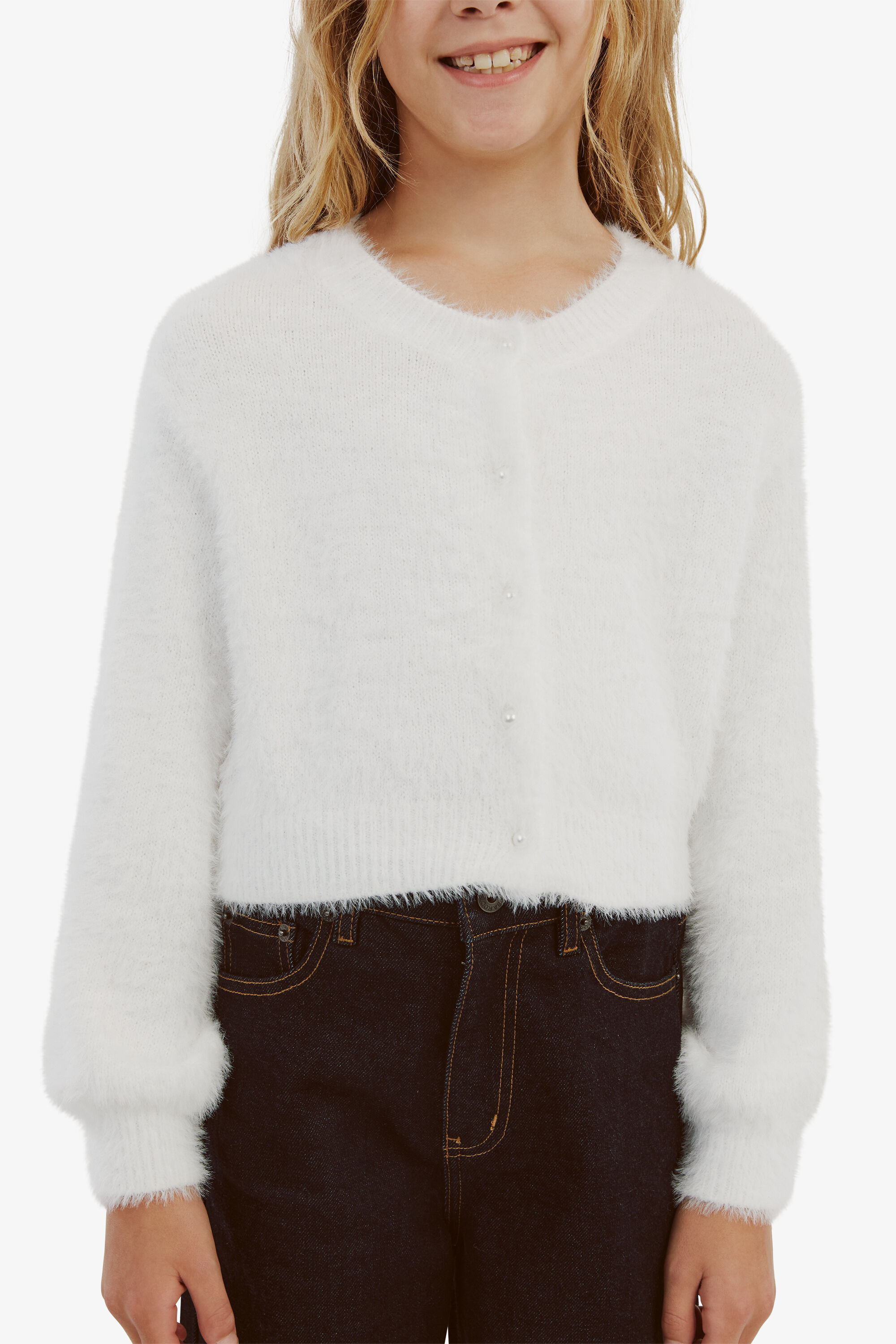 Girls Bell Sleeve Cardi In Ivory Bardot Junior