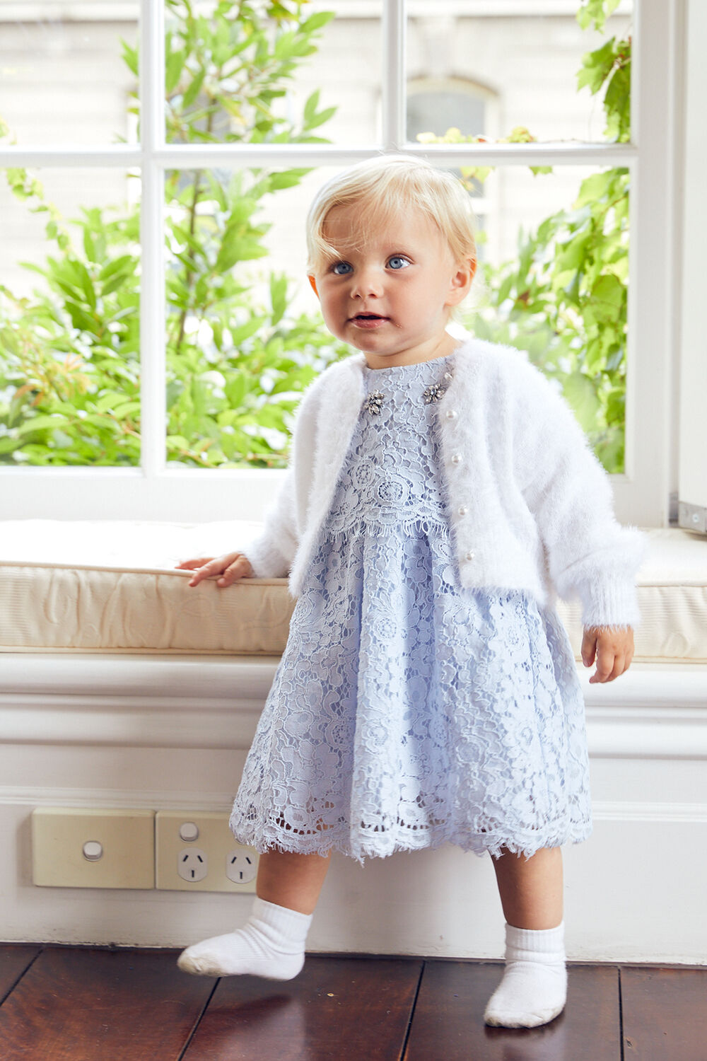 Baby girl MAISIE LACE DRESS in colour ARCTIC ICE