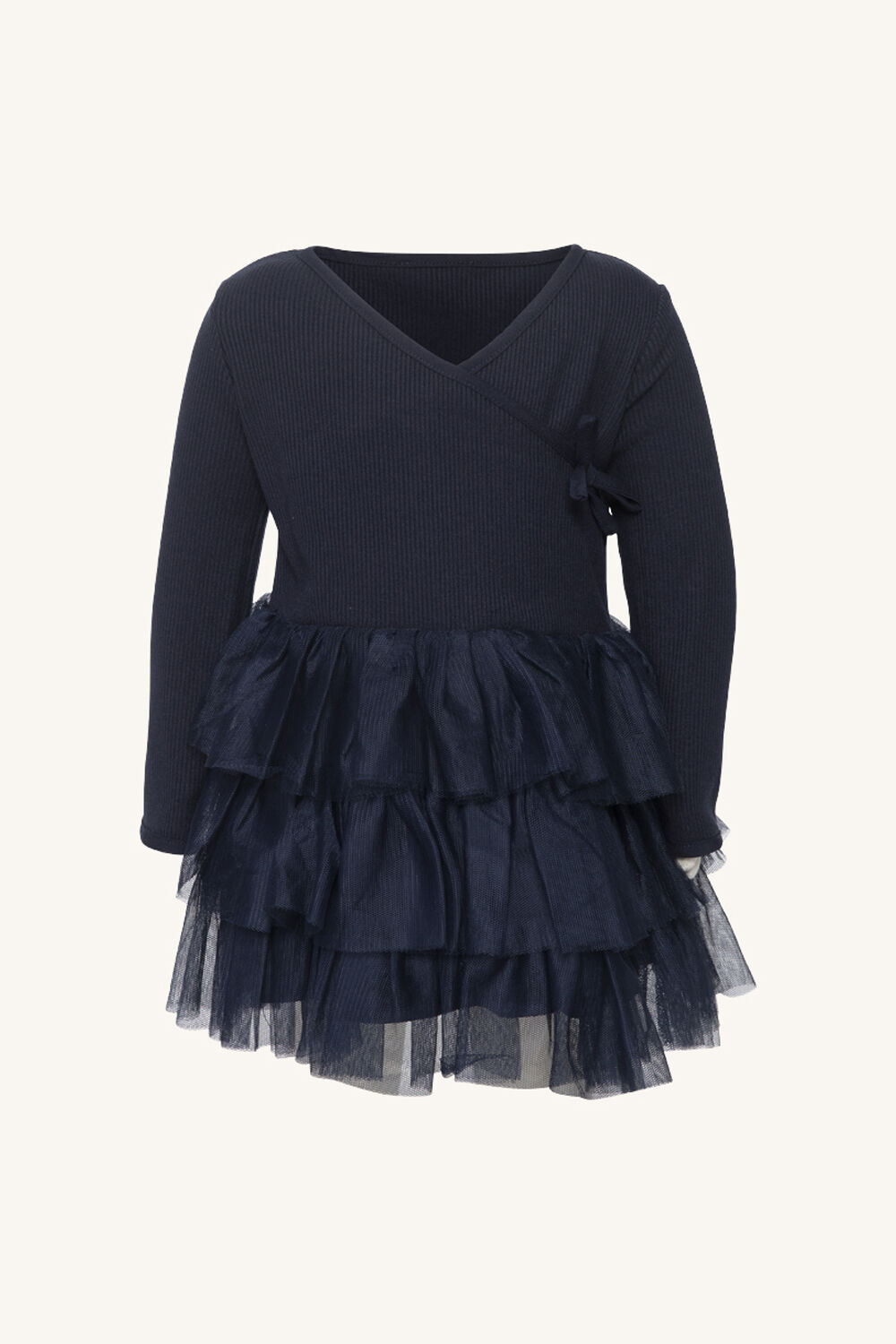baby girl tiered wrap ballet dress in navy in colour BLACK IRIS