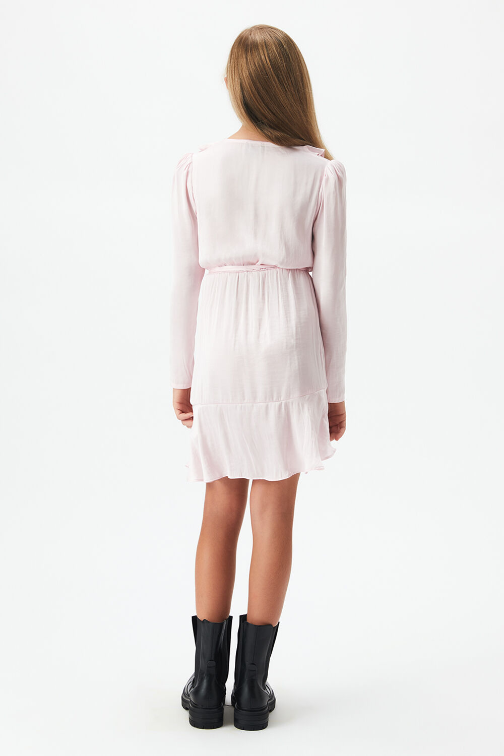 girls winona wrap dress in colour SOFT PINK