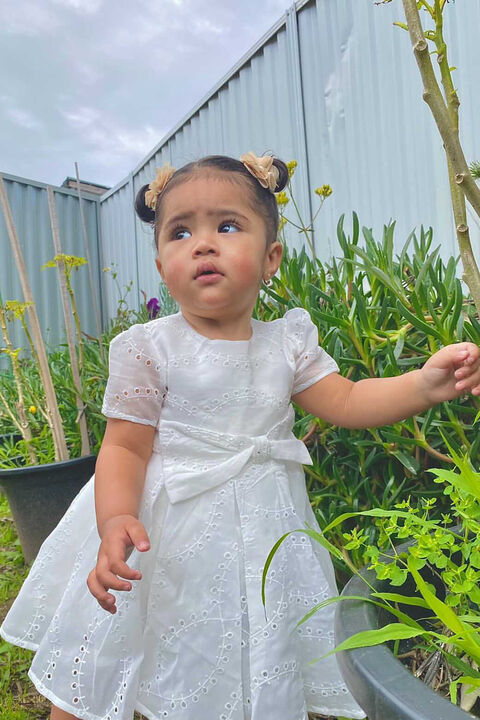 baby girl rue mini dress in colour CLOUD DANCER