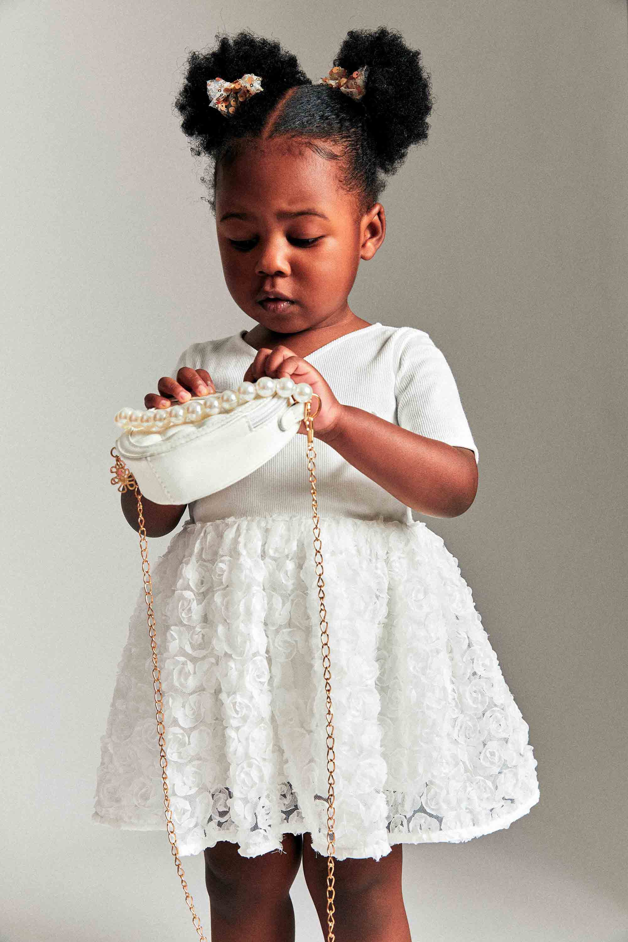 Baby Girl Andi Rosette Dress In Orchid White Bardot Junior