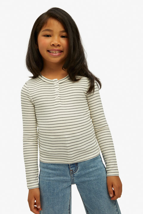 GIRLS MILA STRIPE TOP in colour CLOUD DANCER