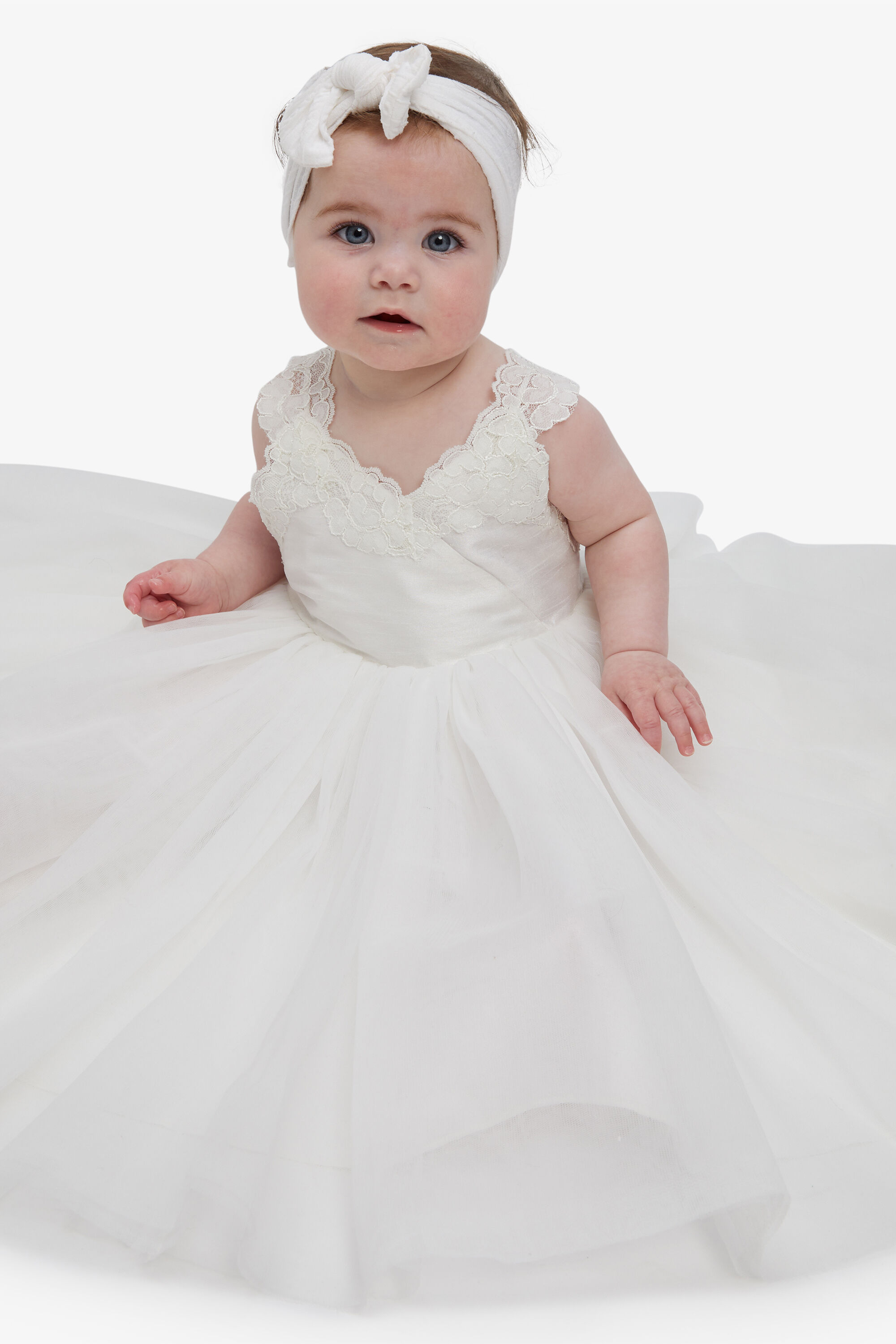 Baby Girl Mia Flower Girl Dress In Orchid White Bardot Junior