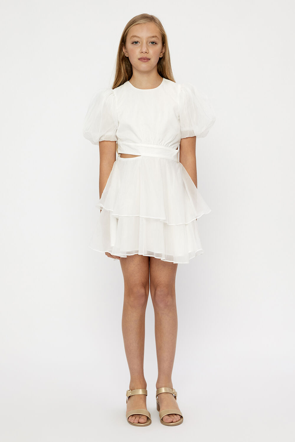 Girls Maia Organza Mini Dress In Orchid White Bardot Junior