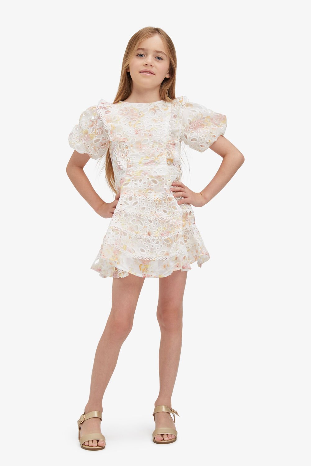 girls annika mini dress in sunny fl in colour EL N YELLOW