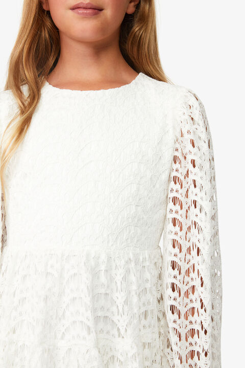 GIRLS ELLA LACE DRESS in colour CLOUD DANCER