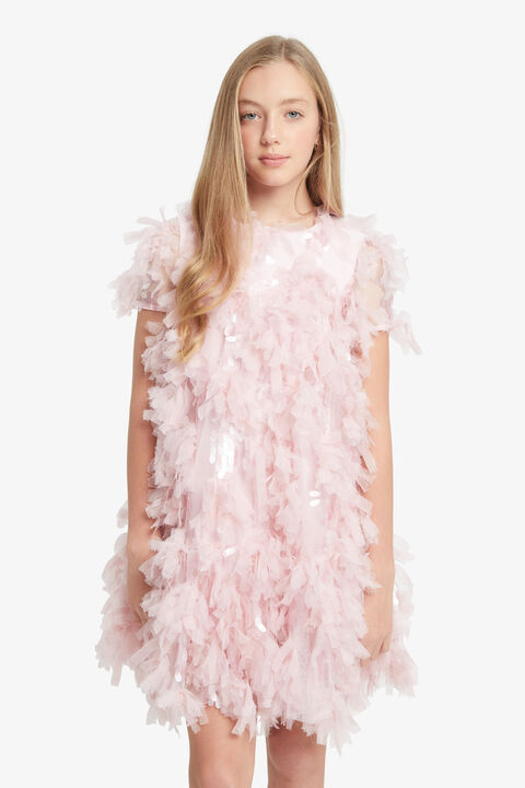 GIRLS MALLORY TIERED DRESS in colour PETAL PINK