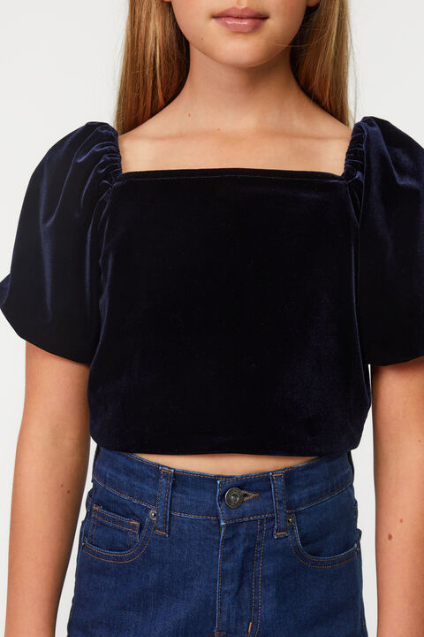 Girls WYNTER VELOUR TOP in colour BLACK IRIS