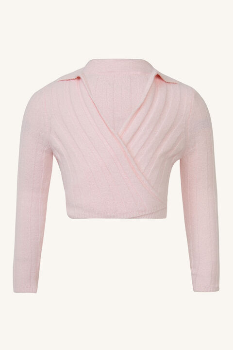 GIRLS ELLIE CROSS OVER KNIT TOP in colour RASPBERRY SORBET