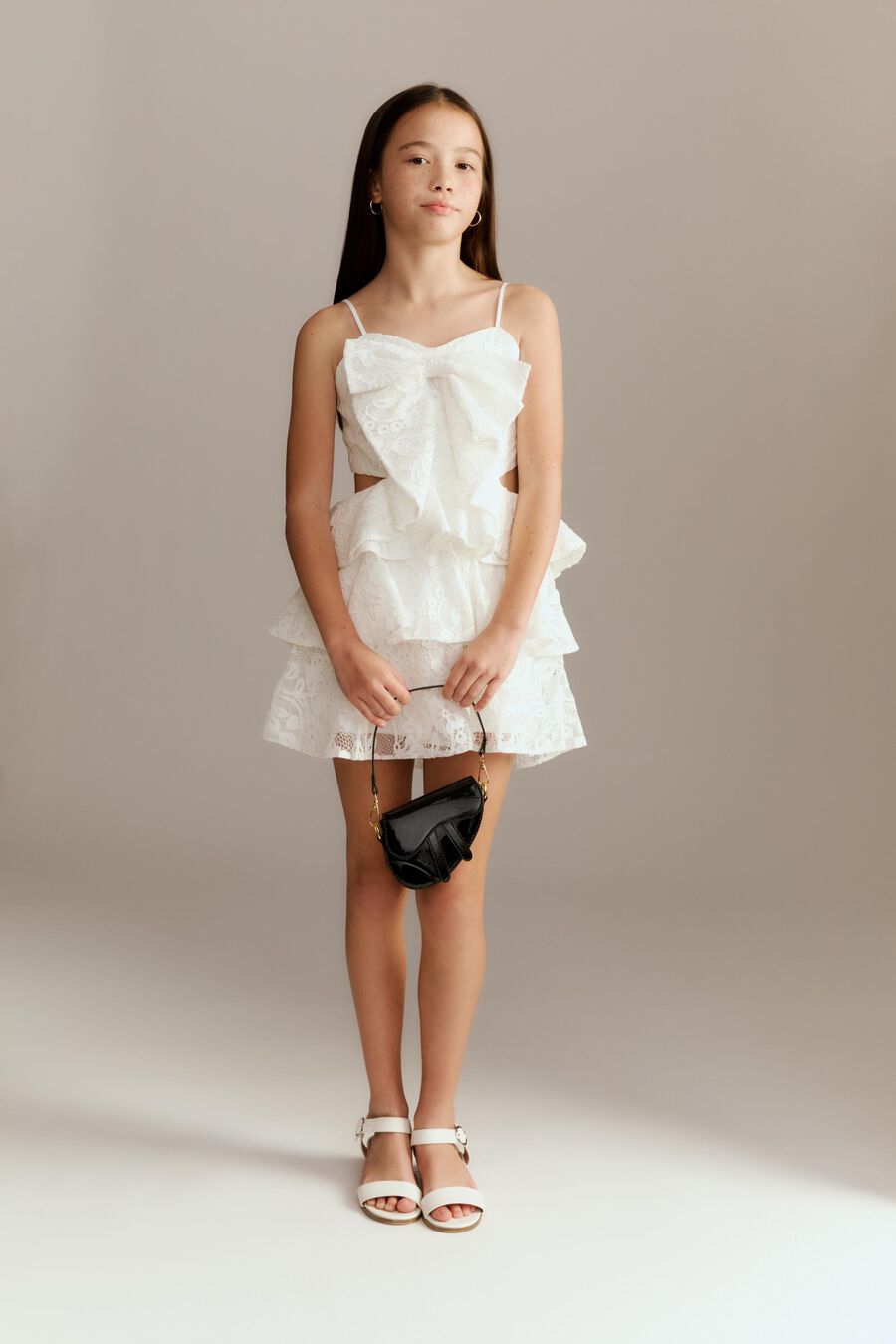 Girls Tulip Lace Bow Dress