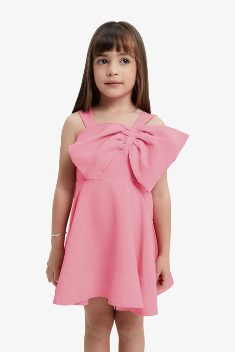 GIRLS STEFANIA MINI BOW DRESS in colour CHALK PINK