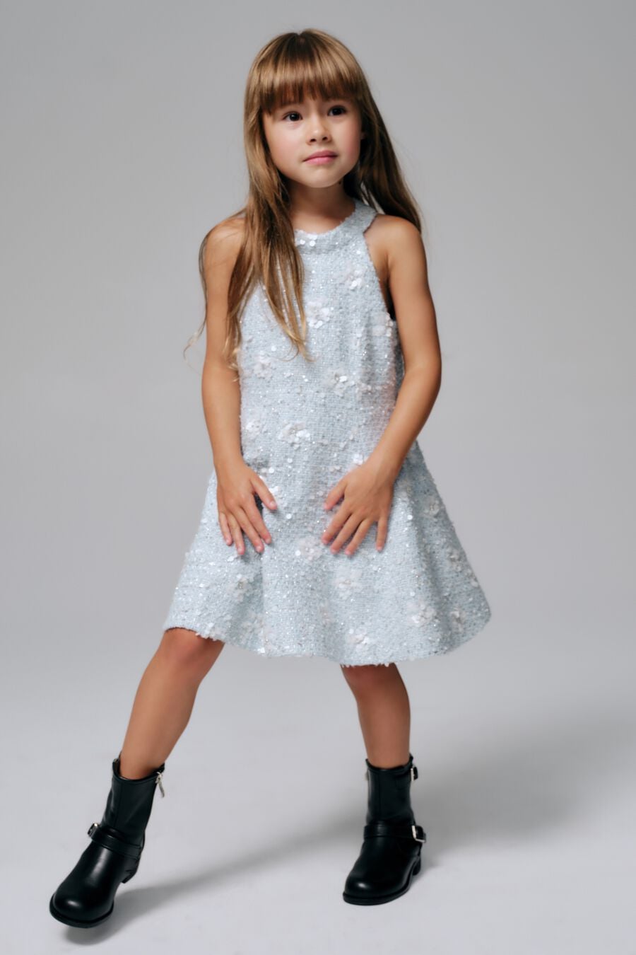 Girls Yve Sequin Boucle Mini Dress