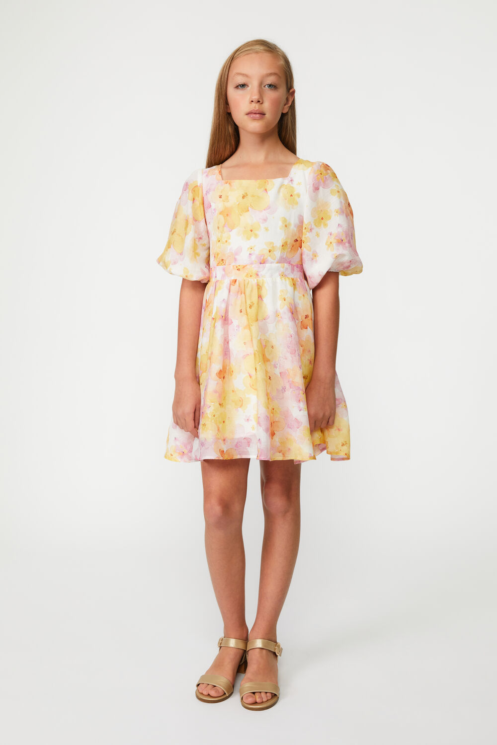 Girls ZANTHI MINI FLORAL DRESS in colour YELLOW IRIS